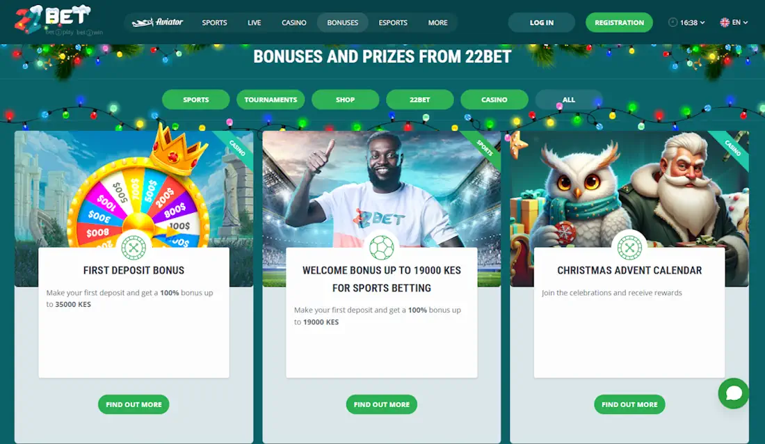 22Bet Welcome Bonuses Screenshot